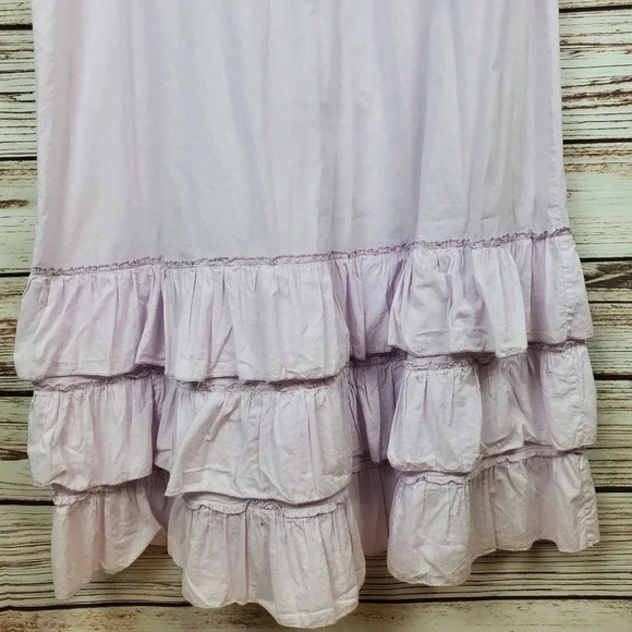 Soft Surroundings Medium Lavender 3/4 Sleeve Embroidered Cotton Gown Nightgown - Picture 8 of 9